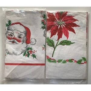 Lot Of Two (2) Vintage Christmas Crepe Paper Table Cover 1970's Holiday